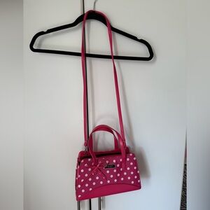 Kate Spade Fuchsia and White Polka Dot Crossbody Bag